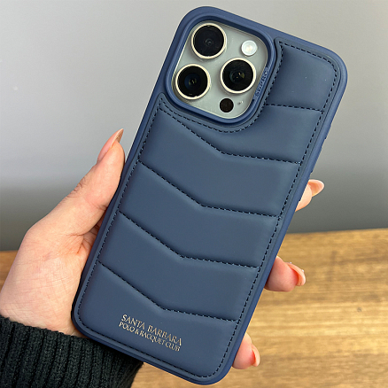 Чехол для iPhone 15 Pro кожаный Santa Barbara Polo & Racquet Club Clyde синий