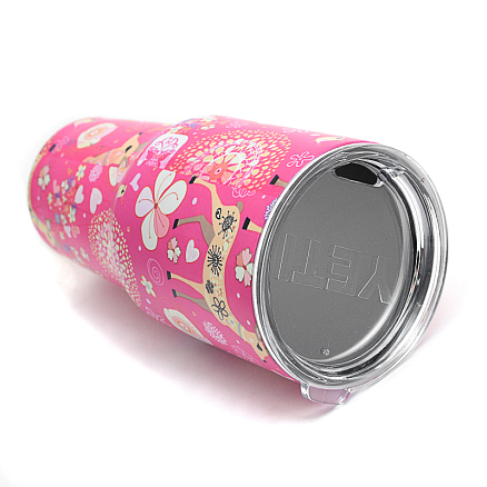 Термокружка Rambler Tumbler 900мл Pattern Reindeer розовая
