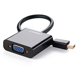 Переходник Mini DisplayPort - VGA (папа - мама) коаксильный плетеный Ugreen MD113 черный