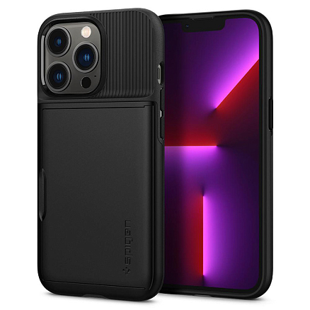 Чехол для iPhone 13 Pro гибридный со слотом для карты Spigen Slim Armor CS черный