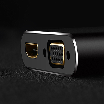 Переходник Mini DisplayPort - HDMI, VGA (папа - мама, мама) длина 19,5 см Ugreen MD115 черный