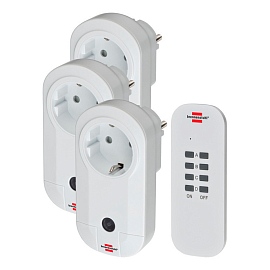 Розетки с дистанционным управлением от пульта до 25 метров Brennenstuhl 1507040 белые 3 шт.