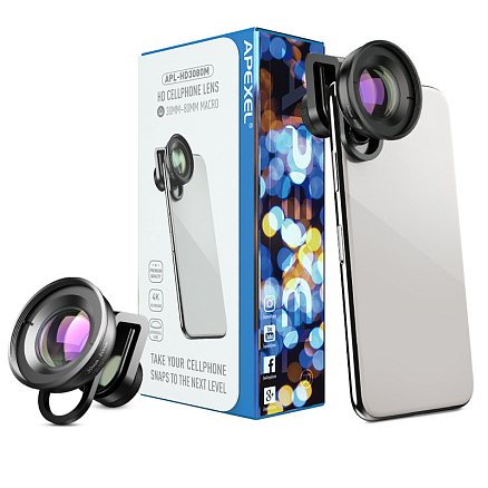 Объектив для телефона универсальный Macro 30-80mm Apexel APL-HD3080