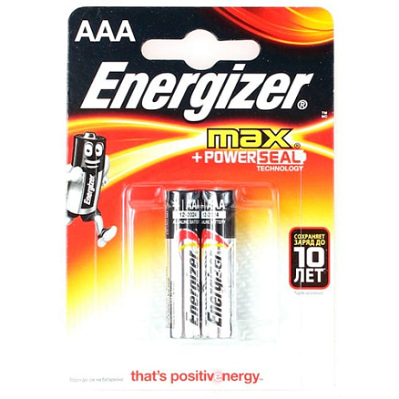 Батарейка LR03 Alkaline (пальчиковая маленькая AAA) Energizer Max +POWER SEAL упаковка 2 шт.