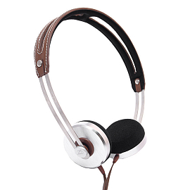 Наушники Dowell HD-207 Pro накладные с микрофоном и плоским проводом серебристо-коричневые