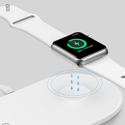 Беспроводная зарядка 2-в-1 для телефона и Apple Watch Baseus Smart (быстрая зарядка) белая