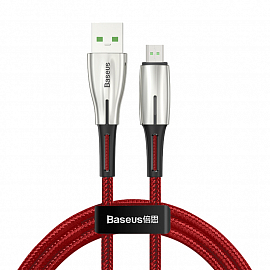 Кабель USB - MicroUSB для зарядки 1 м 4А плетеный Baseus Waterdrop (быстрая зарядка) красный