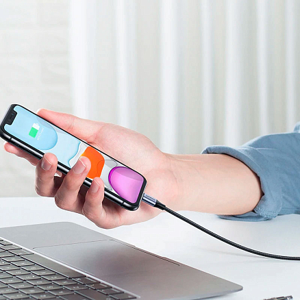 Кабель USB - Lightning для зарядки iPhone 2 м 2.4А MFi плетеный Ugreen US199 черный