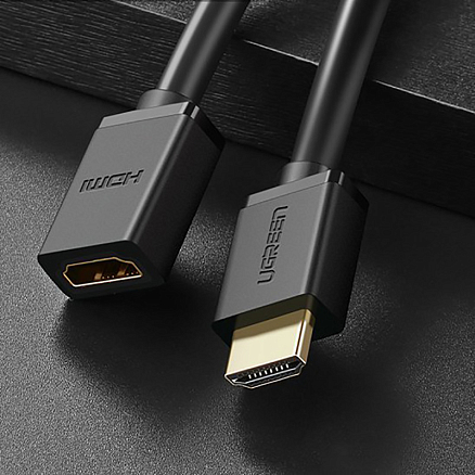 Кабель-удлинитель HDMI - HDMI (папа - мама) длина 0,5 м версия 2.0 4K 60Hz Ugreen HD107 черный