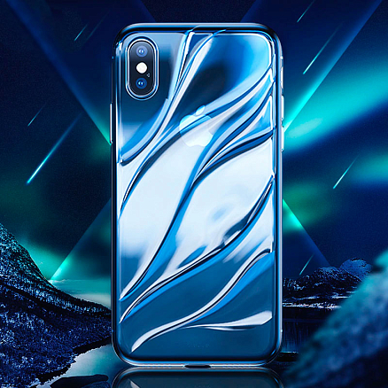 Чехол для iPhone X, XS гелевый ультратонкий Baseus Water прозрачный голубой