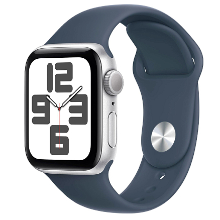 Умные часы Apple Watch SE 2 GPS 2024 40 мм с синим силиконовым ремешком серебристые