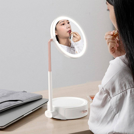 Зеркало для макияжа с подсветкой настольное Baseus Beauty Lighted Makeup Mirror белое
