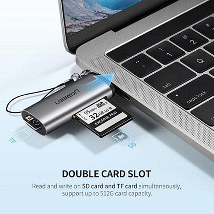 Картридер Type-C для SD, MicroSD Ugreen CM184 серебристый