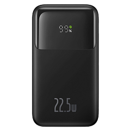 Внешний аккумулятор Baseus Comet Digital с встроенным кабелем 2хType-C 20000мАч (USB, Type-C, быстрая зарядка PD, QC, ток 2.4А, 22.5Вт) черный