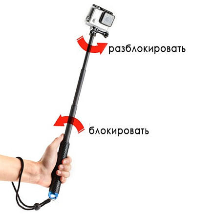 Монопод телескопический для экшн-камер GoPro, Sony, SJCAM, Aee Nova-sj4000 черно-синий