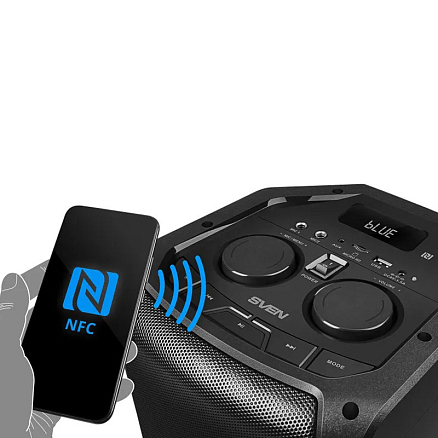 Портативная акустическая система Sven PS-710 с подсветкой, FM-радио, USB и поддержкой MicroSD карт черная