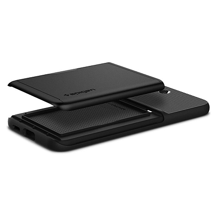 Чехол для Samsung Galaxy S22+ гибридный со слотом для карты Spigen Slim Armor CS черный