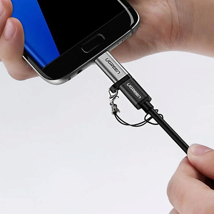 Переходник MicroUSB - Type-C (папа - мама) Ugreen US282 серый