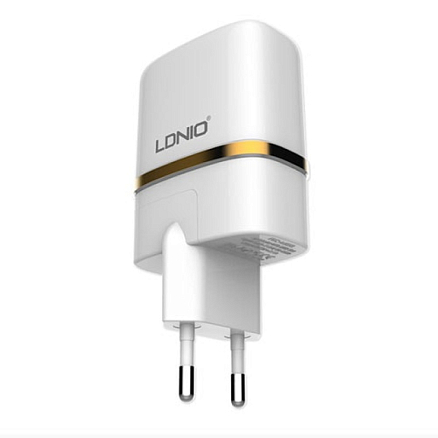 Зарядное устройство сетевое с двумя USB входами 2.4А и MicroUSB кабелем Ldnio DL-AC52 белое