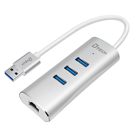 USB 3.0 HUB (разветвитель) на 3 порта + Ethernet и MicroUSB Dtech DT-304 серебристый