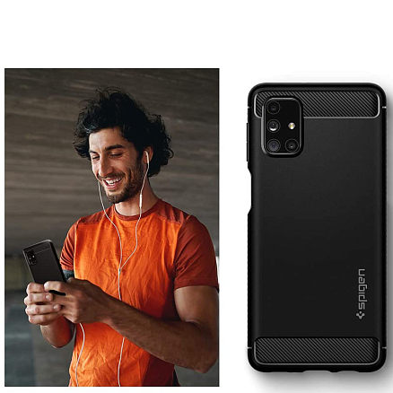 Чехол для Samsung Galaxy M31s гелевый Spigen SGP Rugged Armor черный