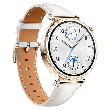 Умные часы Huawei Watch GT 5 41 мм с белым кожаным ремешком золотистые
