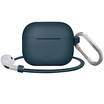 Чехол и шнурок для наушников AirPods 3 силиконовый с карабином UNIQ Vencer бирюзовый