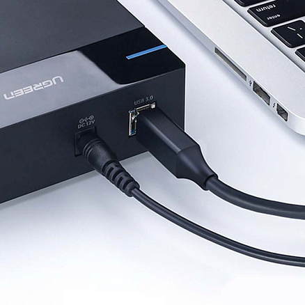 Кабель USB 3.0 - USB B для подключения принтера или сканера 2 м Ugreen US210 черный
