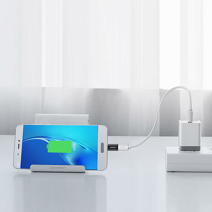 Переходник Type-C - MicroUSB (папа - мама) Ugreen US157 черный