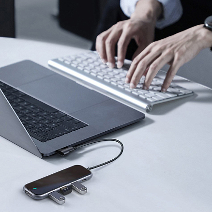 Хаб (разветвитель) Type-C - 3 х USB 3.0, HDMI 4K, Type-C PD Baseus Multi-functional серый