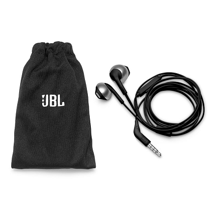 Наушники JBL Tune 205 вкладыши с микрофоном и плоским проводом черные