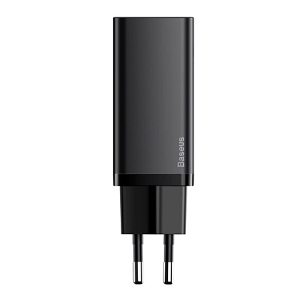 Зарядное устройство сетевое с двумя Type-C входами 3А 65W Baseus GaN2 Lite (быстрая зарядка QC, PD) черное