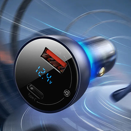 Зарядное устройство автомобильное с USB и Type-C входами 5A 65W Baseus Particular (быстрая зарядка QC 4+, QC 3.0, PD) серое