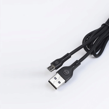 Кабель USB - MicroUSB для зарядки 1 м 3A плетеный Digitalpart MC-304 черный