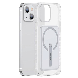 Чехол для iPhone 13 силиконовый c подставкой Baseus Magnetic прозрачный