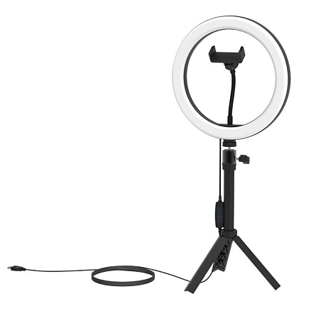 Кольцевая лампа диаметром 26 см со штативом высотой 8-30 см Ritmix RRL-263 черная