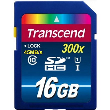 Карта памяти Transcend Secure Digital SDHC 16Gb Class 10 скоростная UHS-I