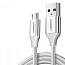 Кабель USB - MicroUSB для зарядки 1,5 м 2А 18W плетеный Ugreen US290 (быстрая зарядка QC 3.0) белый