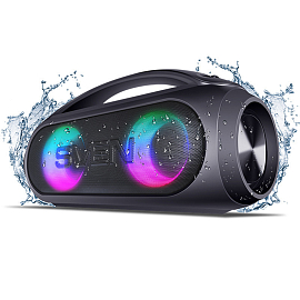 Портативная колонка Sven PS-380 с защитой от воды, подсветкой, FM-радио и USB черная