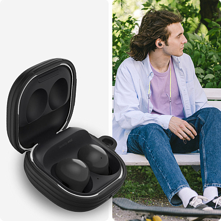Чехол для наушников Samsung Galaxy Buds 2, Buds Live, Buds Pro гибридный Spigen Caseology Vault матовый черный