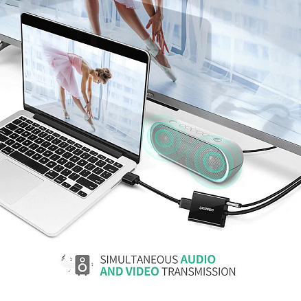 Преобразователь VGA + Audio - HDMI (папа - мама) с питанием MicroUSB Ugreen CM269 черный