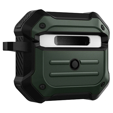 Чехол для наушников AirPods 3 силиконовый с карабином Spigen Tough Armor хаки