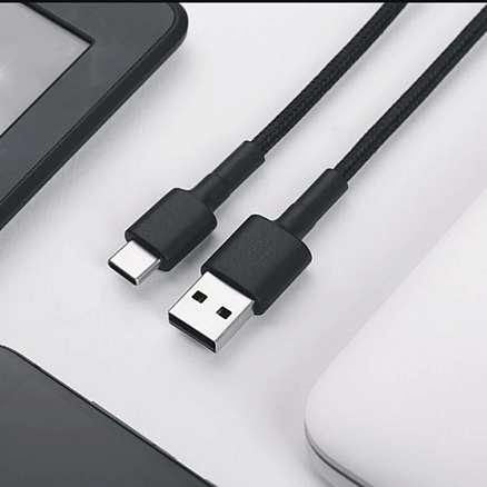 Кабель Type-C - USB для зарядки 1 м 3А плетеный Xiaomi SJV4109GL (быстрая зарядка) черный