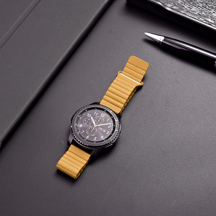 Ремешок-браслет для Huawei Watch GT, GT 2 46 мм кожаный Nova Leather Loop желтый