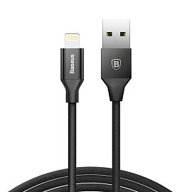Кабель USB - Lightning для зарядки iPhone 3 м 1.5A плетеный Baseus Yiven черный