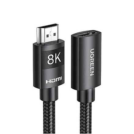 Кабель-удлинитель HDMI - HDMI (папа - мама) длина 1 м версия 2.1 8K 60Hz плетеный Ugreen HD151 черный