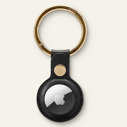 Чехол для AirTag кожаный Spigen Cyrill Basic черный