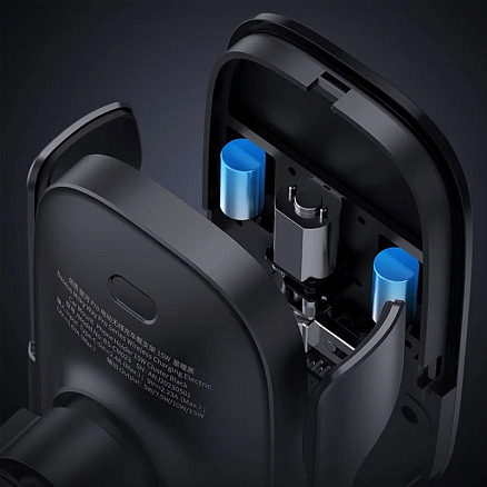 Держатель автомобильный в решетку обдува с беспроводной зарядкой (быстрая) и автоматическим зажимом Baseus Milky Way Pro BS-CM023 черный