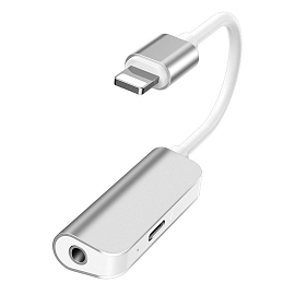 Переходник Lightning - 3,5 мм, Lightning (папа - мама, мама) Baseus L50 белый