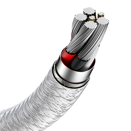 Кабель Type-C - USB для зарядки 1 м плетеный 6А 66W Baseus Cafule Metal Data CAKF000102 (быстрая зарядка) белый
